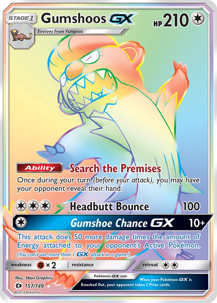 Gumshoos GX 157/149 Rainbow Secret Rare GX - MissingNo.