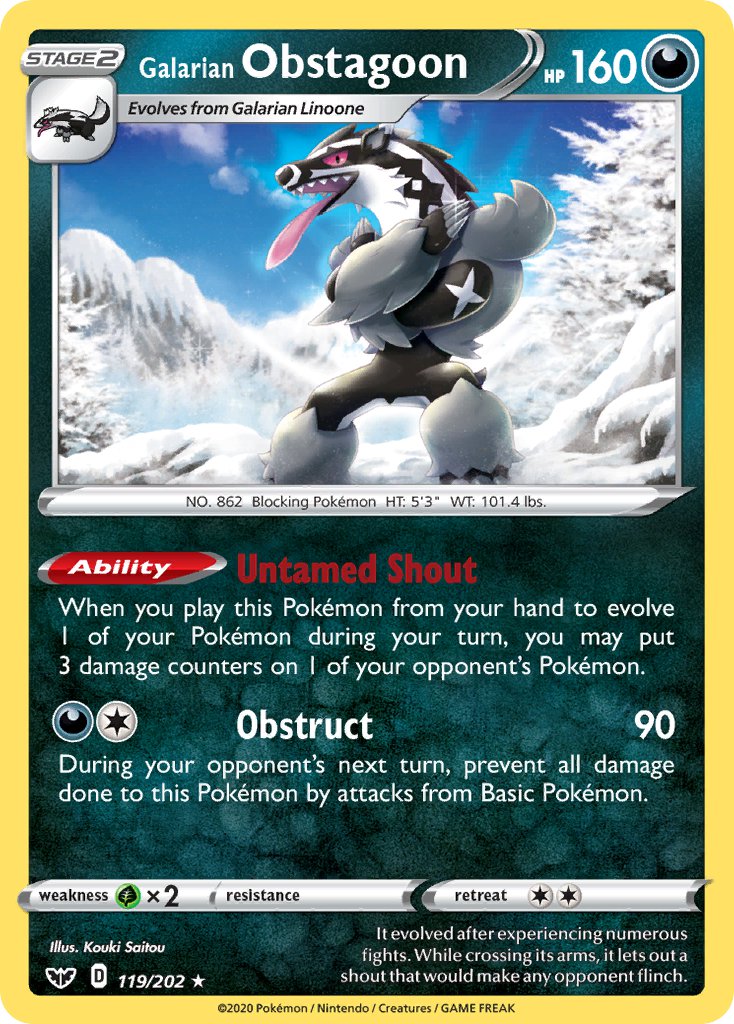 Galarian Obstagoon 119/202 Holo Rare - MissingNo.