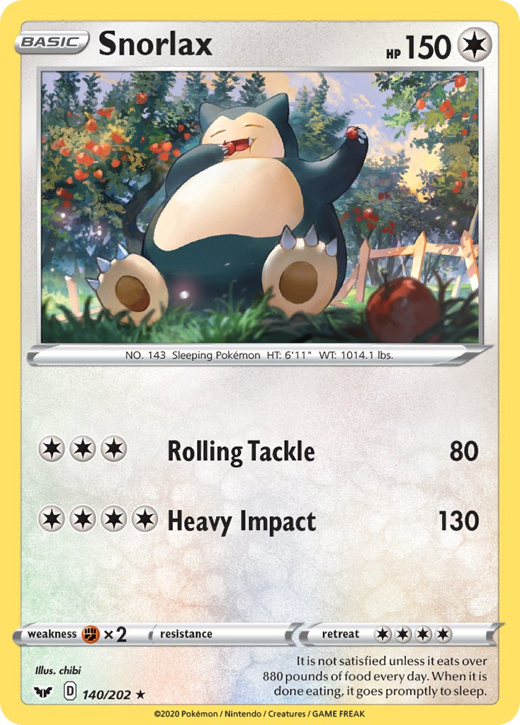 Snorlax 140/202 Reverse Rare - MissingNo.