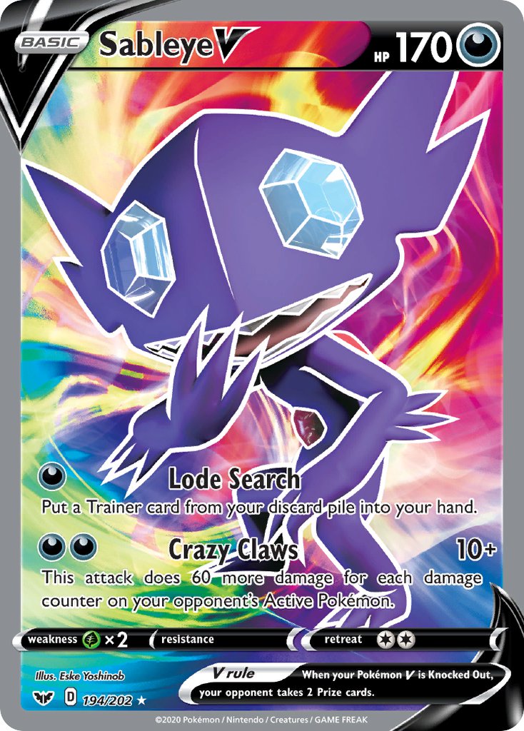 Sableye V 194/202 Holo Ultra Rare V - MissingNo.