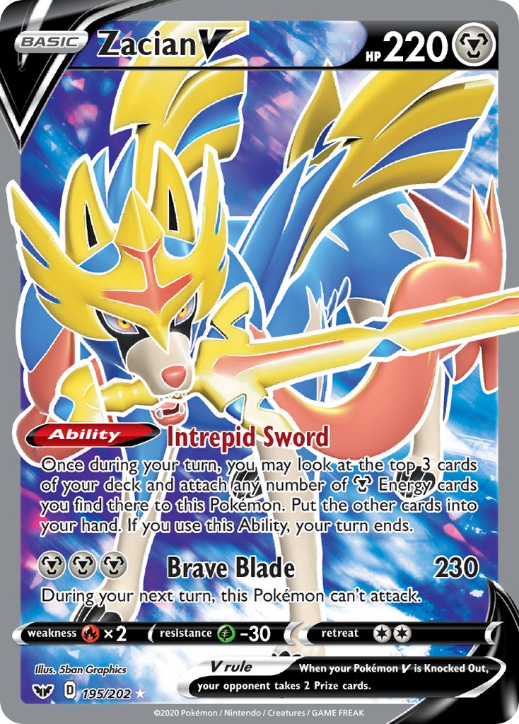 Zacian V 195/202 Holo Ultra Rare V - MissingNo.