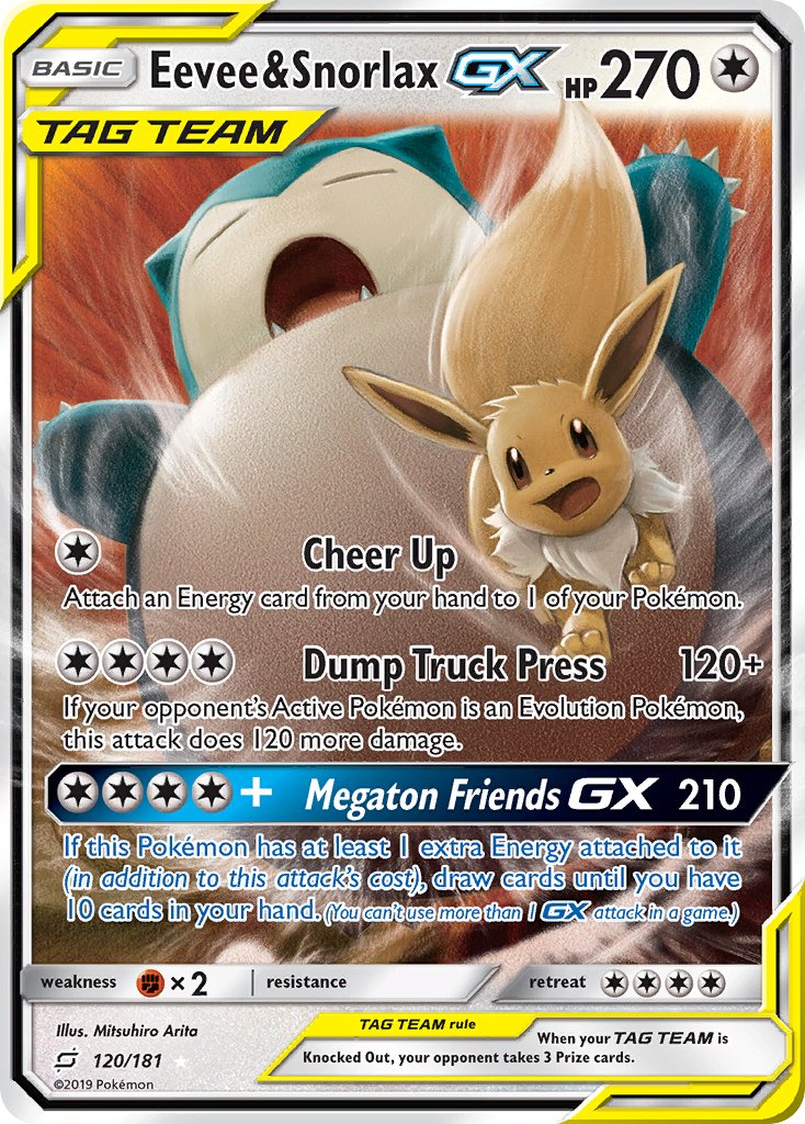 Eevee & Snorlax GX 120/181 Holo Rare GX - MissingNo.