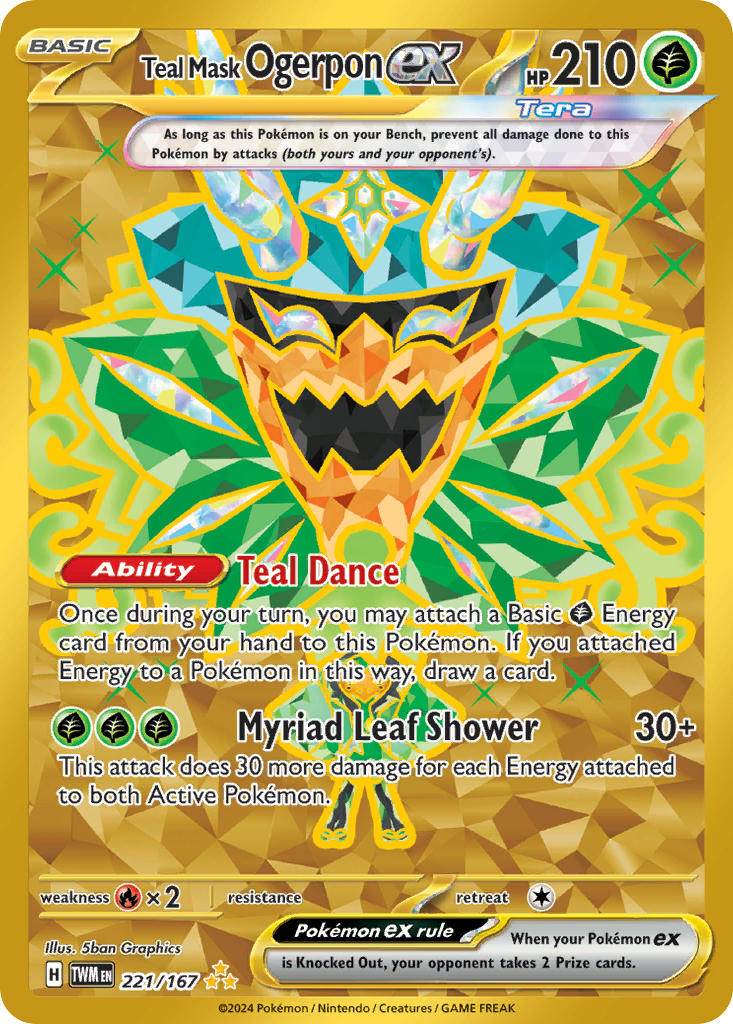Teal Mask Ogerpon ex 221/167 Gold Hyper Rare ex - MissingNo.
