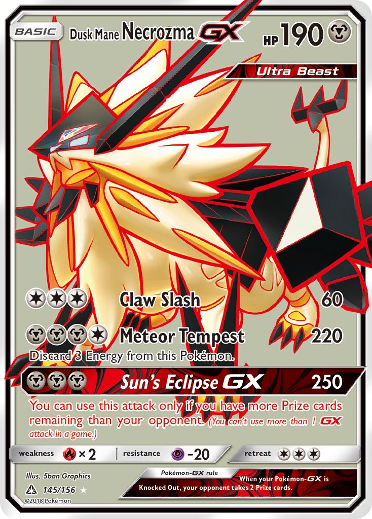 Dusk Mane Necrozma GX 145/156 Holo Ultra Rare Ultra Beast GX - MissingNo.