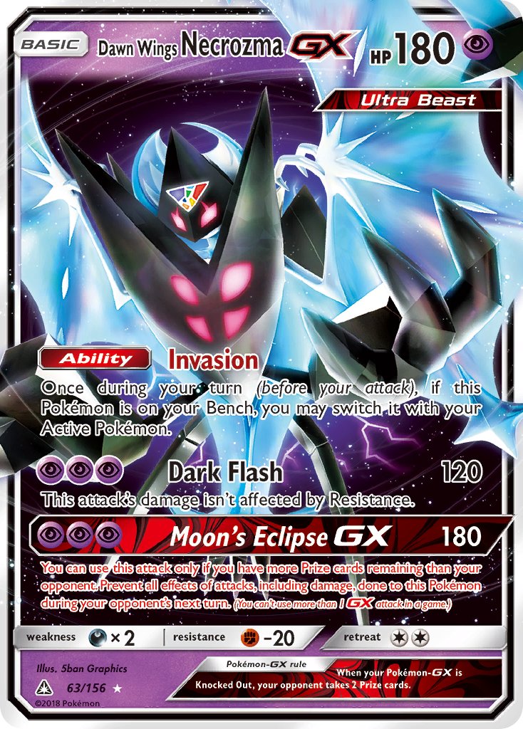 Dawn Wings Necrozma GX 63/156 Holo Rare Ultra Beast GX - MissingNo.