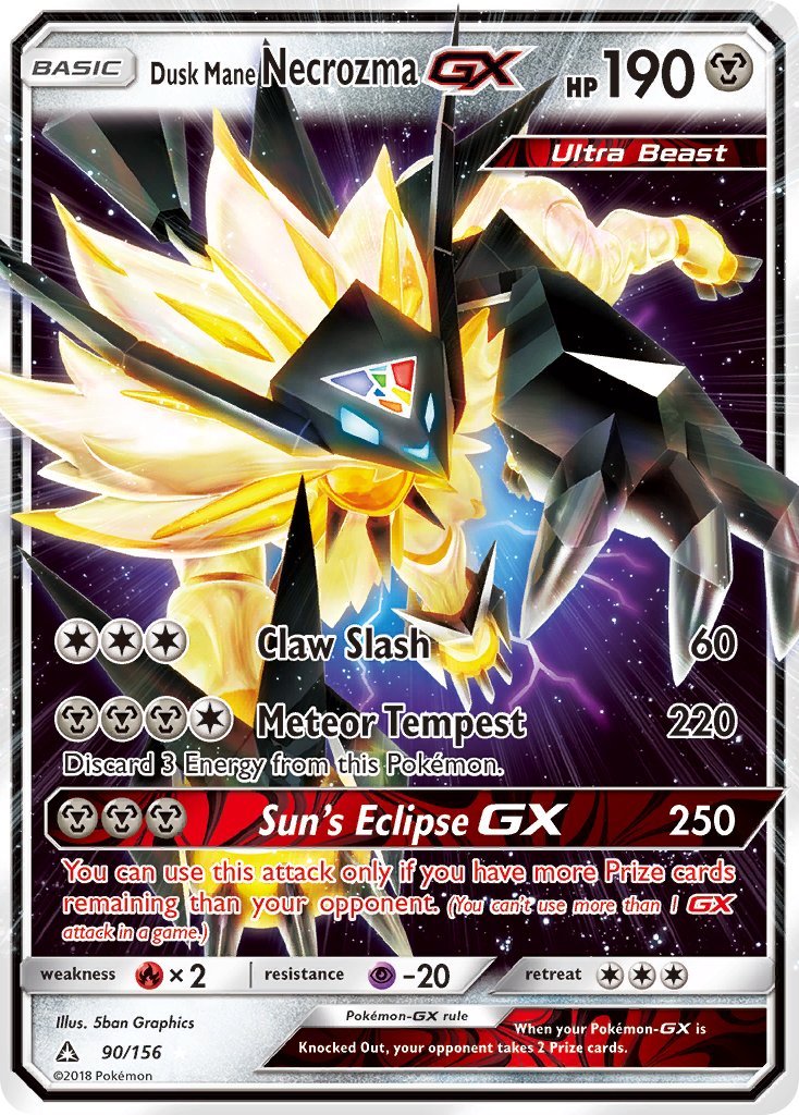 Dusk Mane Necrozma GX 90/156 Jumb Dusk Mane Necrozma Premium Collection & Dusk Mane Necrozma Box Exclusive - MissingNo.