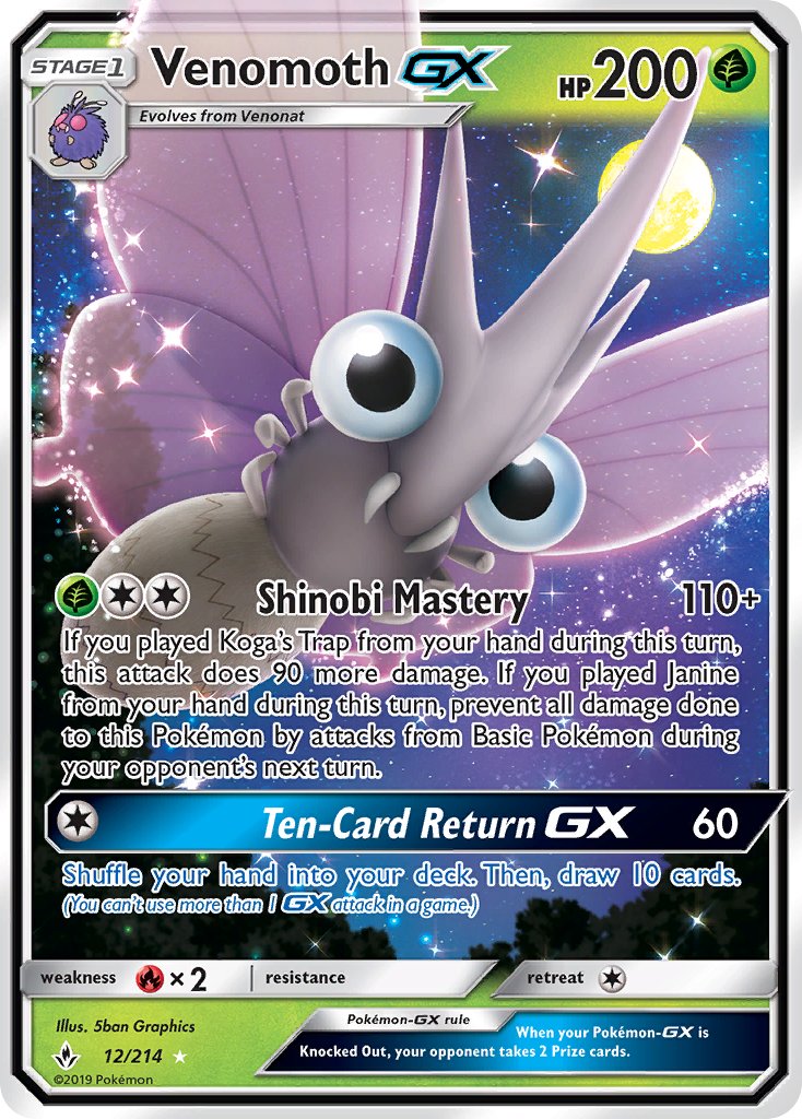 Venomoth GX 12/214 Holo Rare GX