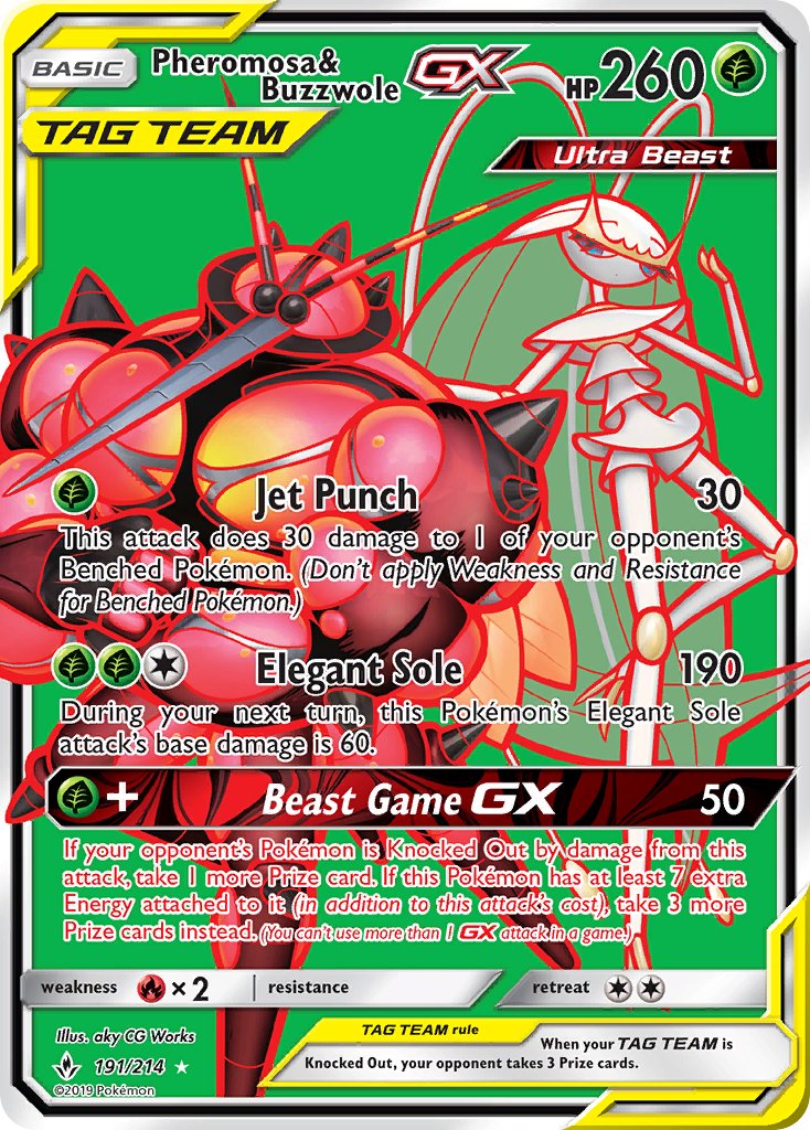 Pheromosa & Buzzwole GX 191/214 Holo Ultra Rare Ultra Beast GX