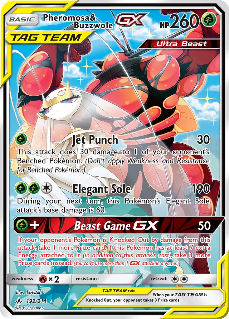 Pheromosa & Buzzwole GX 192/214 Holo Ultra Rare Ultra Beast GX