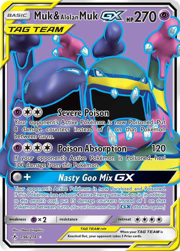 Muk & Alolan Muk GX 196/214 Holo Ultra Rare GX