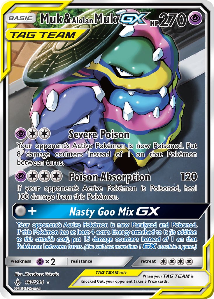 Muk & Alolan Muk GX 197/214 Holo Ultra Rare GX