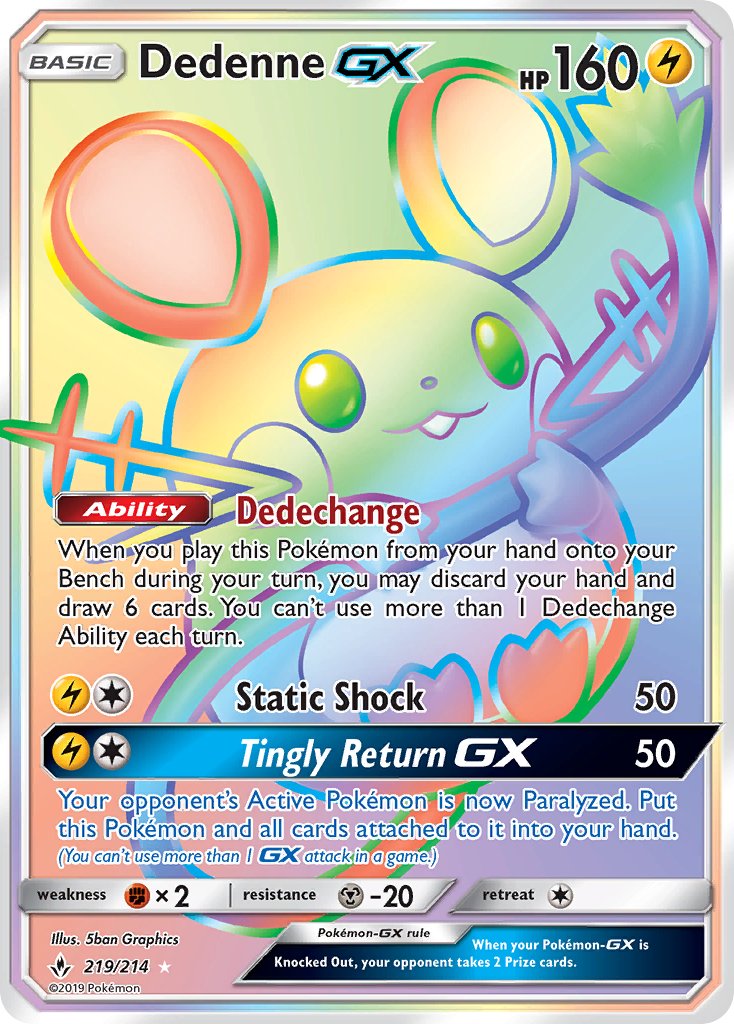 Dedenne GX 219/214 Rainbow Secret Rare GX