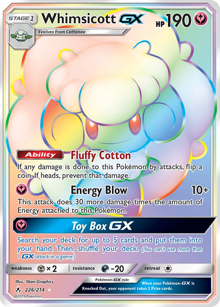 Whimsicott GX 226/214 Rainbow Secret Rare GX