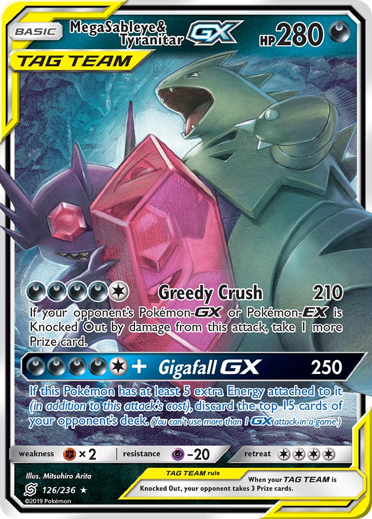 Mega Sableye & Tyranitar GX 126/236 Holo Rare GX - MissingNo.