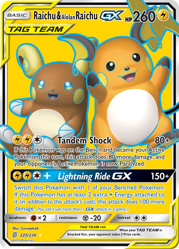 Raichu & Alolan Raichu GX 220/236 Holo Ultra Rare GX - MissingNo.