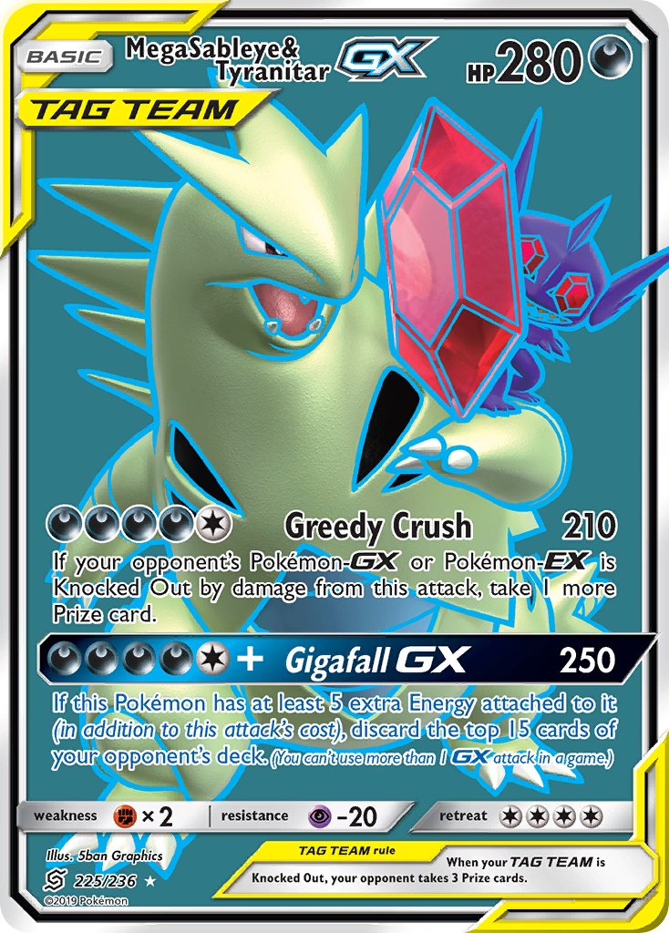 Mega Sableye & Tyranitar GX 225/236 Holo Ultra Rare GX - MissingNo.