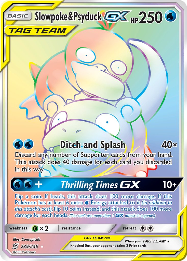 Slowpoke & Psyduck GX 239/236 Rainbow Secret Rare GX - MissingNo.