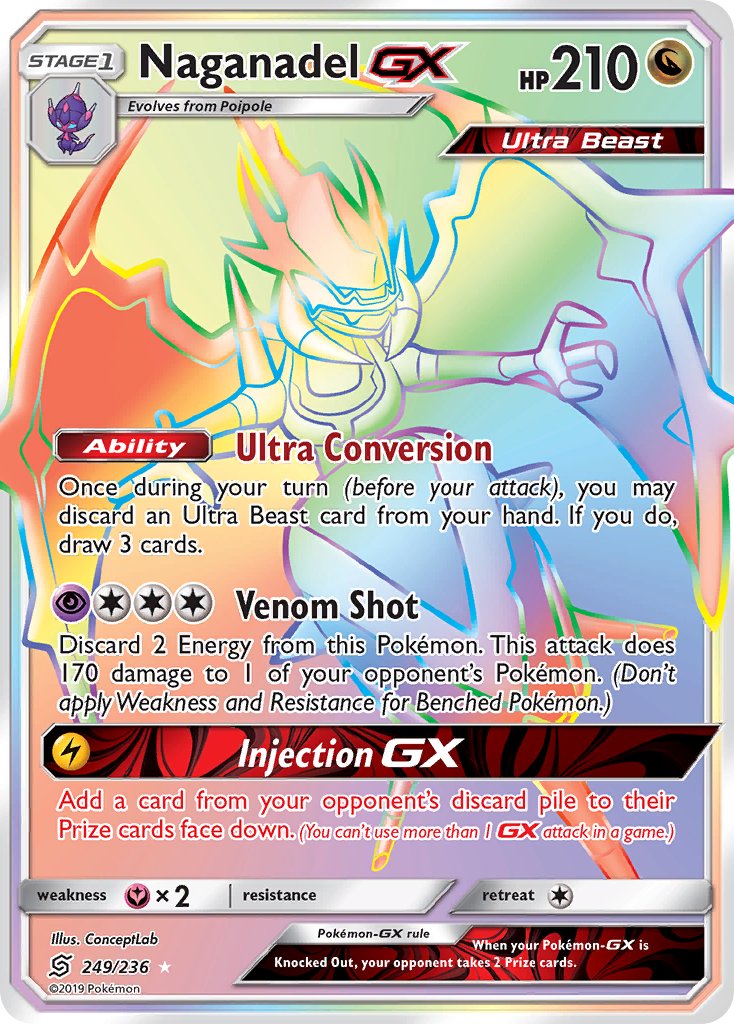 Naganadel GX 249/236 Rainbow Secret Rare Ultra Beast GX - MissingNo.