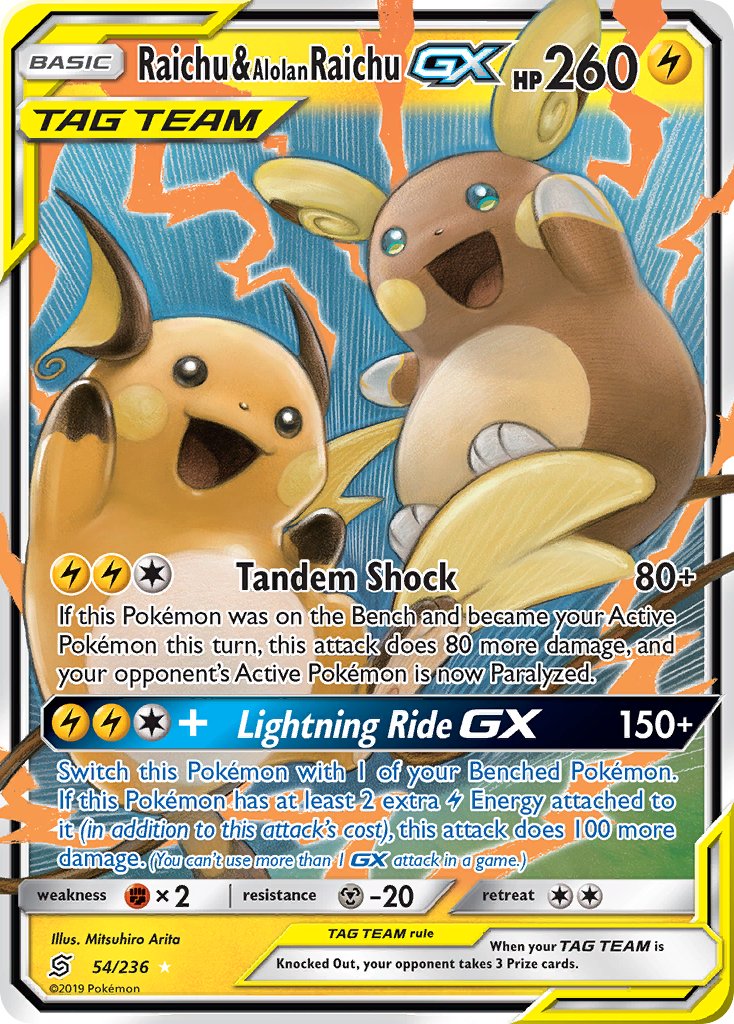 Raichu & Alolan Raichu GX 54/236 Holo Rare GX - MissingNo.