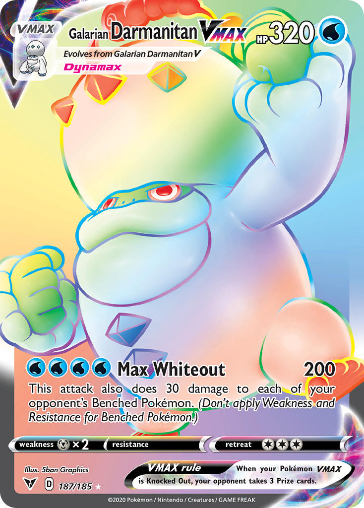 Galarian Darmanitan VMAX 187/185 Rainbow Secret Rare VMAX