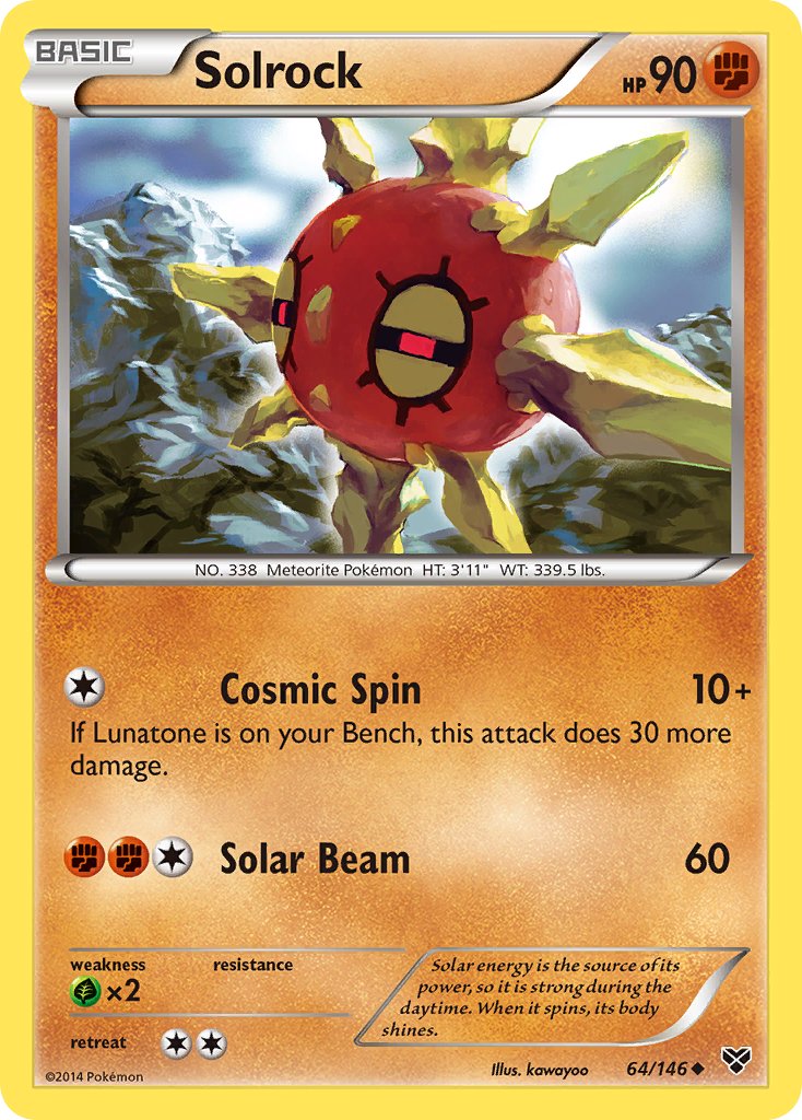 Solrock 64/146 1st Place Crosshatch Holo Pokémon League Delphox/Greninja Season League Challenge Promo - MissingNo.