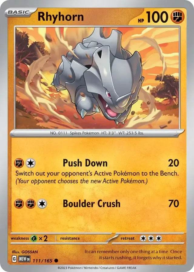 Rhyhorn 111/165 Common - MissingNo.