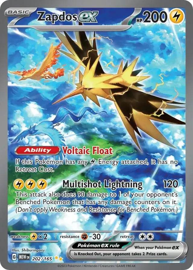 Zapdos ex 202/165 Special Illustration Rare ex - MissingNo.