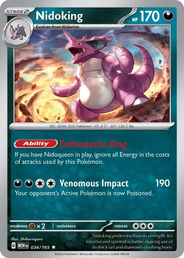 Nidoking 34/165 Holo Rare - MissingNo.