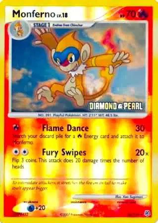Monferno 56/130 Reverse Holo Stamp Burger King Collection 2008 - MissingNo.