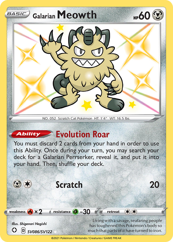 Galarian Meowth SV086/SV122 Holo Rare