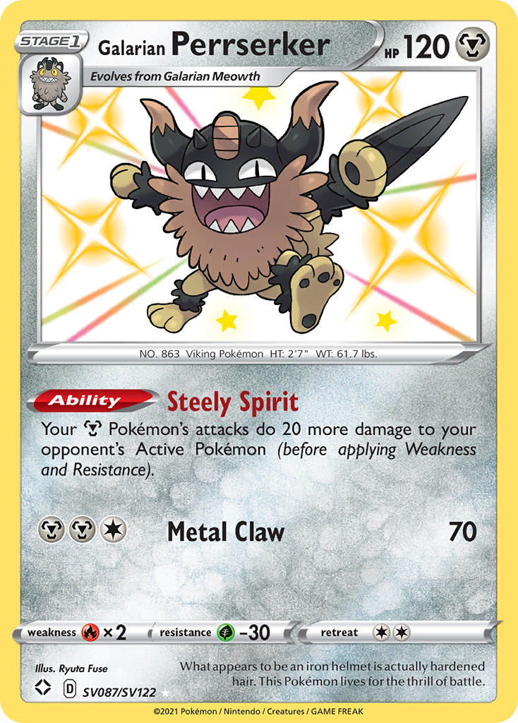 Galarian Perrserker SV087/SV122 Holo Rare