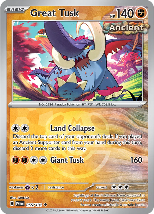 Great Tusk 55/131 Master Ball Holo Uncommon - MissingNo.