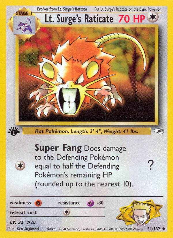 Lt. Surge's Raticate 51/132 Uncommon - MissingNo.