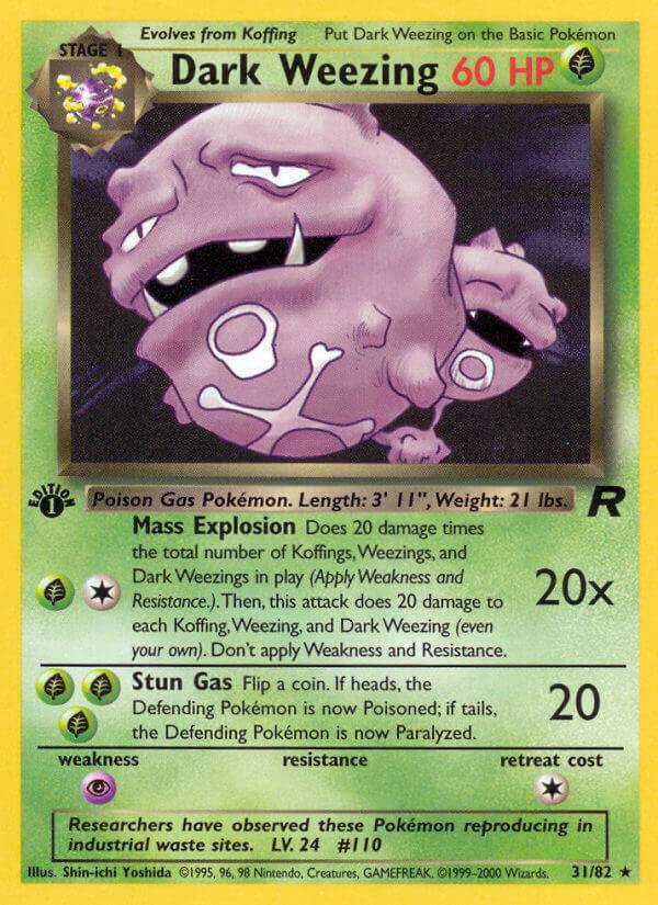 Dark Weezing 31/82 Non-Holo Rare - MissingNo.