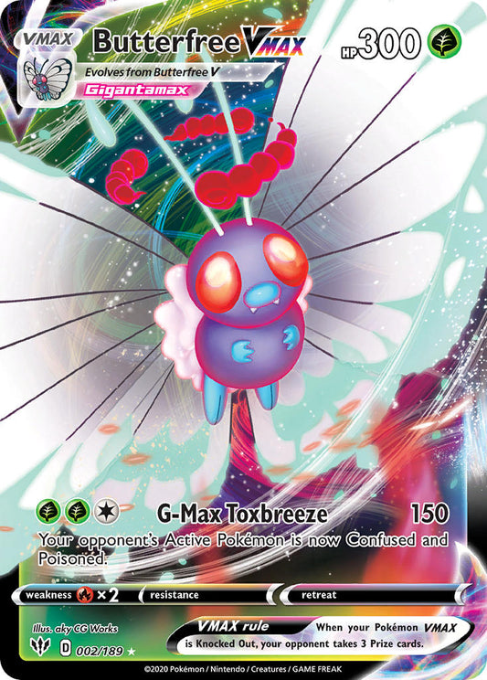 Butterfree VMAX 2020 Darkness Ablaze #002/189 Ultra Rare ACE 9.5