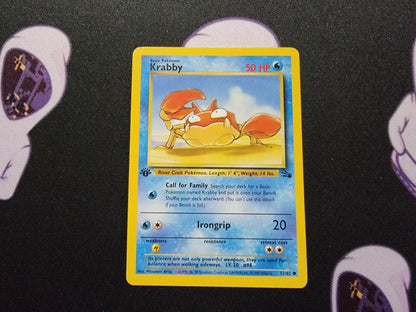 Krabby 1999 Pokemon TCG - Fossil - 1st Edition 51/62 - NM - MissingNo.