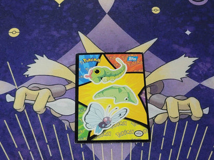 Pokemon 1999 Topps Butterfree Metapod Caterpie Sticker Card VHTF - MissingNo.