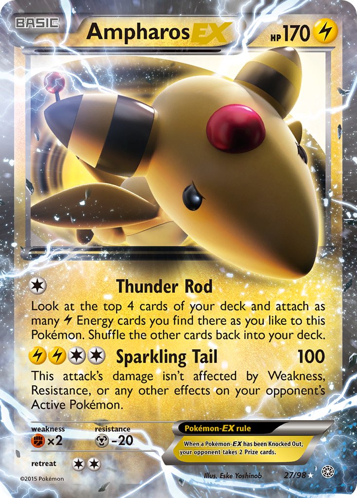 Ampharos EX 27/98 Holo Rare EX - MissingNo.