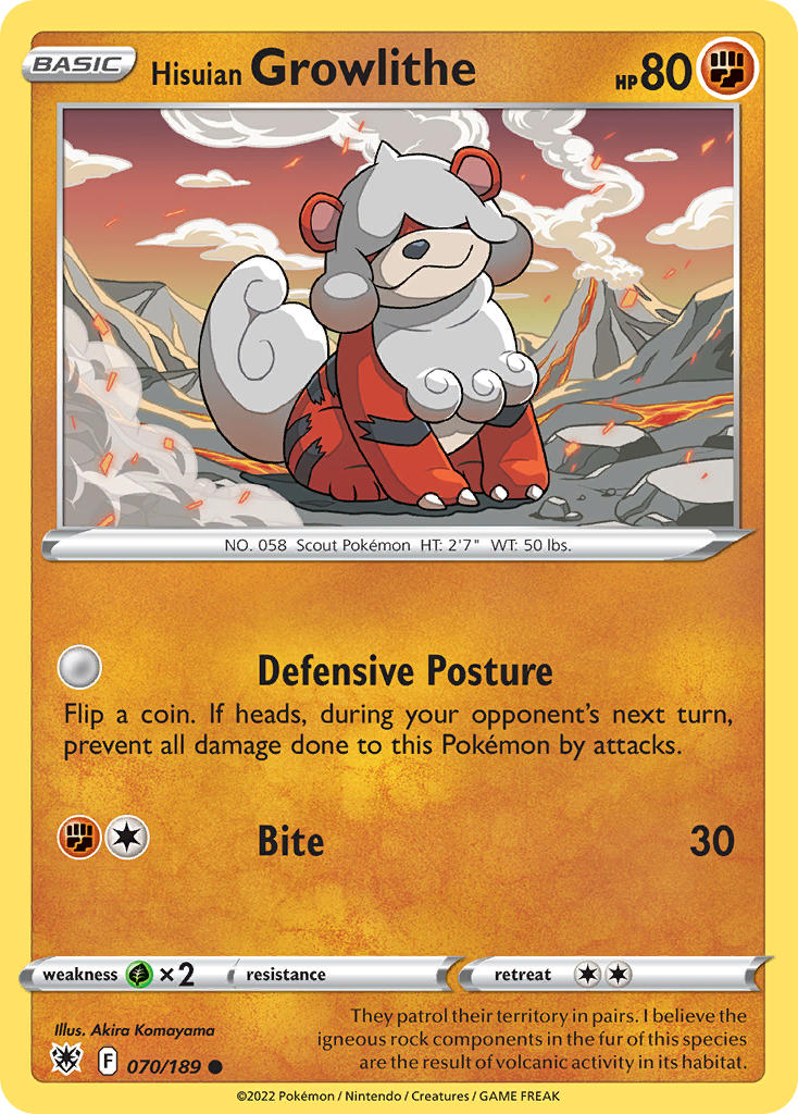 Hisuian Growlithe 70/189 Cosmos Holo Fall 2022 Collector Chest Exclusive