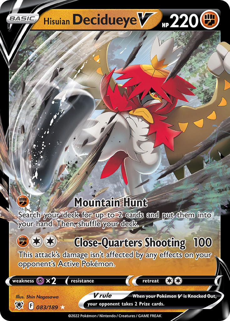 Hisuian Decidueye V 83/189 Holo Rare V
