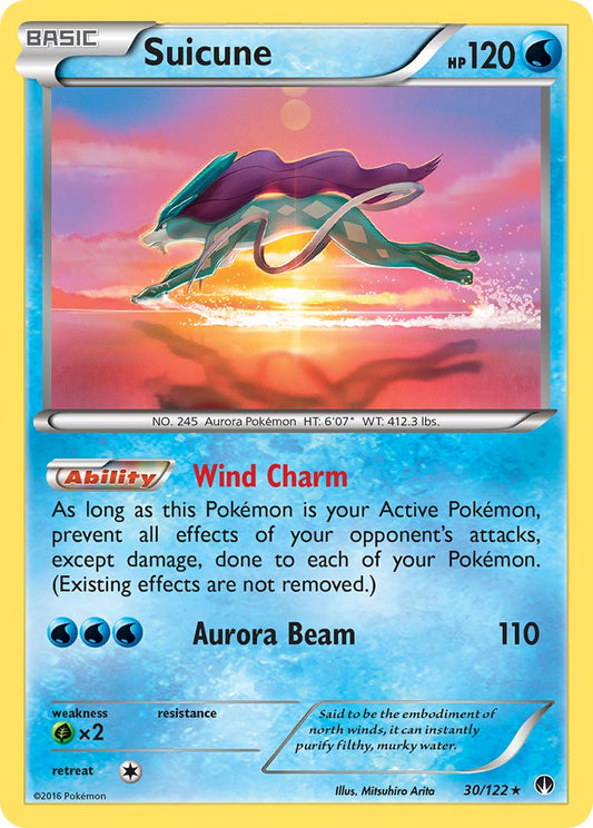 Suicune 30/122 Cosmos Holo Sun & Moon Guardians Rising Blisters Exclusive - MissingNo.