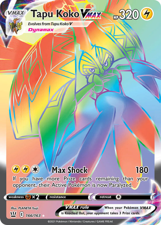 Tapu Koko VMAX 166/163 Rainbow Secret Rare VMAX