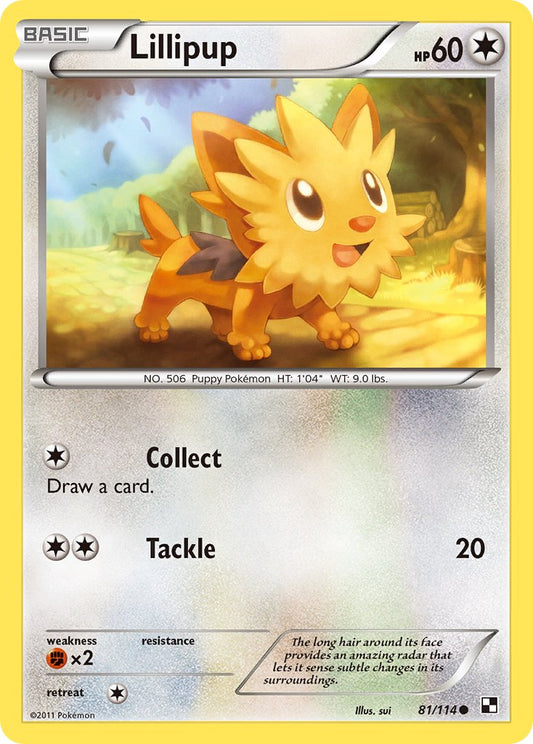 Lillipup 81/114 Crosshatch Holo Pokémon League Trio Season (September 2011) - MissingNo.