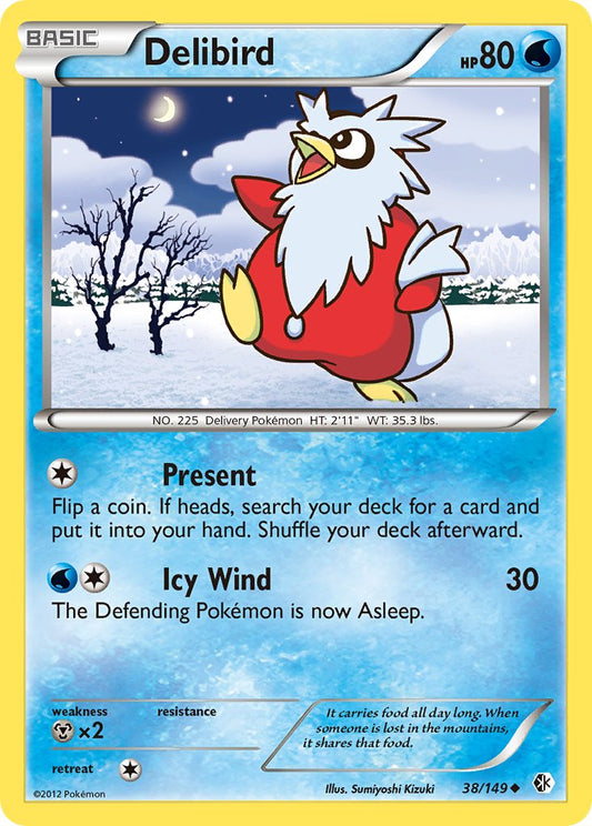 Delibird 38/149 1st Place Crosshatch Holo Pokémon League Froakie/Xerneas Season League Challenge Promo - MissingNo.