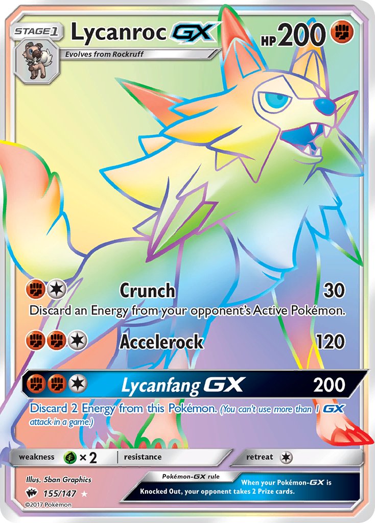 Lycanroc GX 155/147 Rainbow Secret Rare GX - MissingNo.