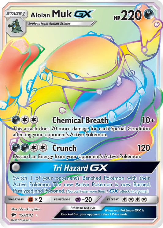 Alolan Muk GX 157/147 Rainbow Secret Rare GX - MissingNo.