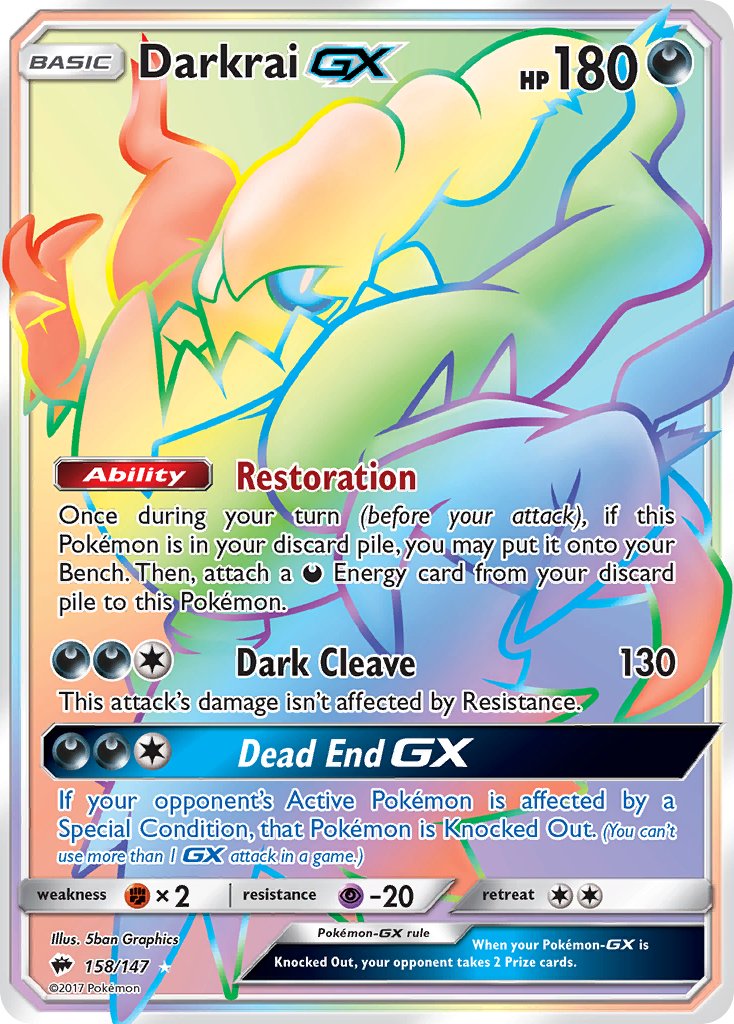 Darkrai GX 158/147 Rainbow Secret Rare GX - MissingNo.