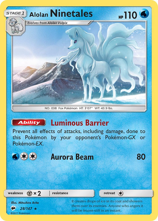 Alolan Ninetales 28/147 Water Web Holo Burning Shadows GX Challenge Box Exclusive - MissingNo.