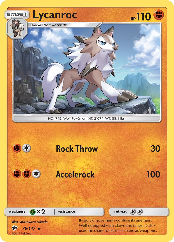 Lycanroc 76/147 Water Web Holo Burning Shadows GX Challenge Box Exclusive - MissingNo.