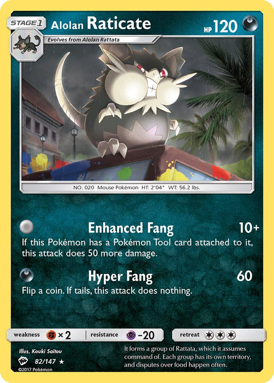 Alolan Raticate 82/147 Reverse Rare - MissingNo.